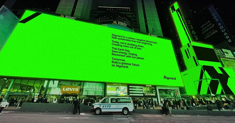 Algorand Rents Times Square Billboard to Tout Green Cred Ahead of Earth Day